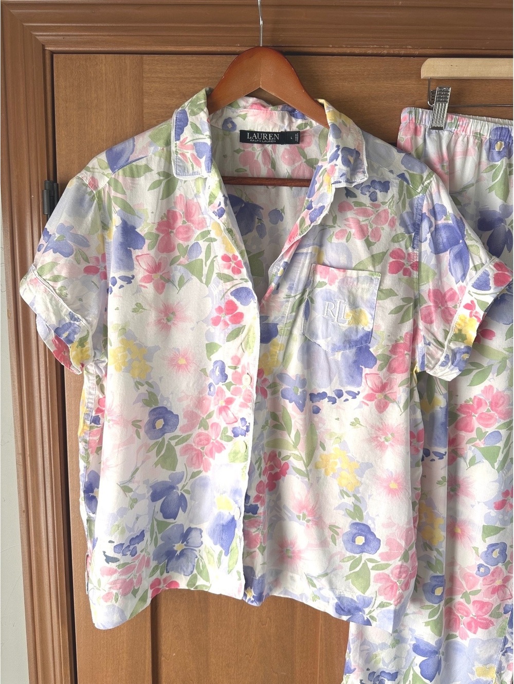 Lauren Ralph Lauren Black Label Short 2-Piece Pajama Set Floral Women’s Large - Picture 2 of 15